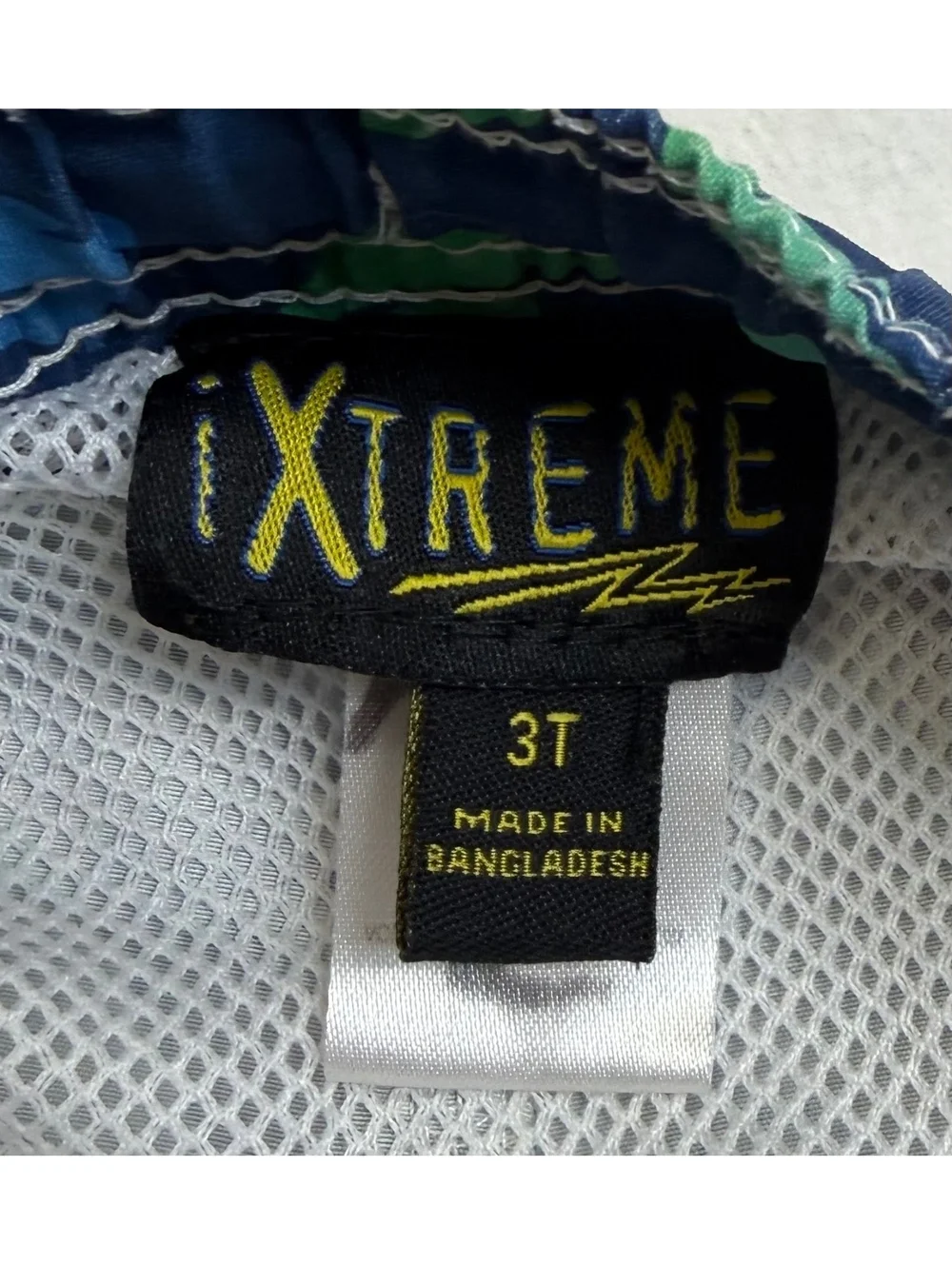 iXtreme Boys 3T Swim Trunks Blue Green Fish Print Mesh Lined Board Shorts